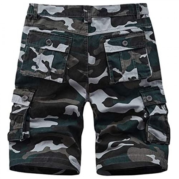 XinYangNi Men's Cargo Shorts Cotton Loose Fit Casual Lightweight Outdoor Tactical Cargo Short Multi Pocket Twill Pants