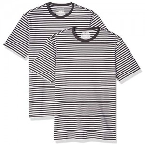  Essentials Men's 2-Pack Slim-Fit Short-Sleeve Crewneck Stripe T-Shirt