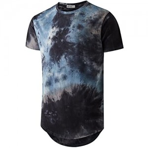 KLIEGOU Mens Hip Hop Tie-Dyed Hipster Colorful T Shirt