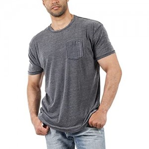 Men's Short Sleeve Soft T-Shirt Casual Solid Color Crew Neck Tee Tops Pocket Shirt