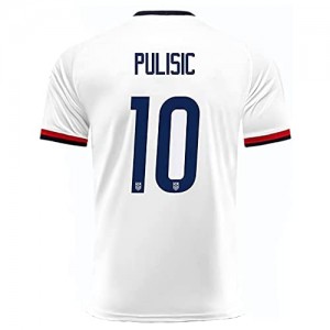 MOKLE Pulisic #10 Mens 2020/2021 Season National Team Home Soccer T-Shirts Jersey Color White