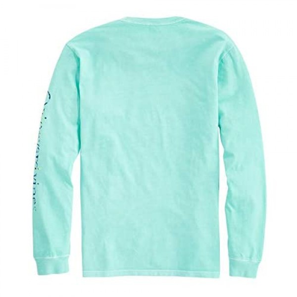 Vineyard Vines Men's Long Sleeve Garment Dyed Island Leaves Whale Dot T-Shirt