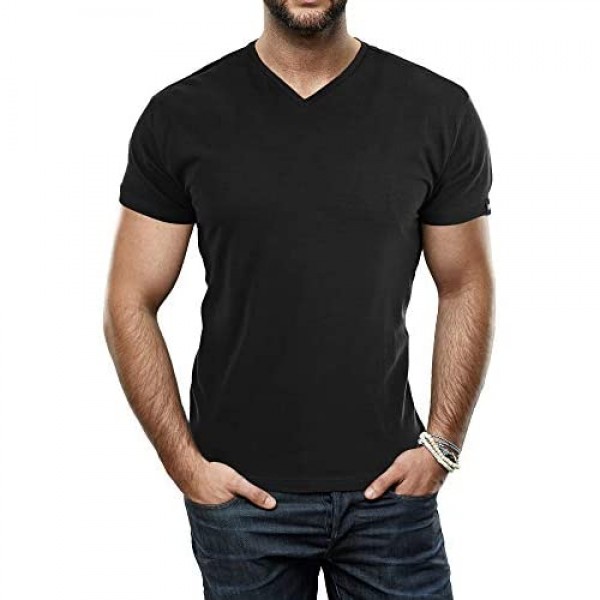 X RAY Men's Soft Stretch Cotton Solid Short Sleeve V-Neck Slim Fit T-Shirt Fashion Casual Tee for Men
