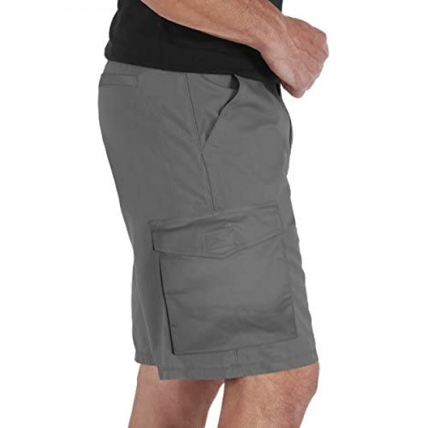 Agile Mens Super Comfy Stretch Flex Waist Cargo Shorts Flat Front Chino