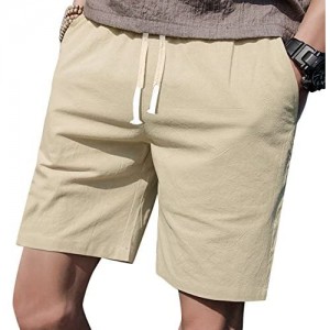 LTIFONE Mens Casual Shorts Elastic Waist 7" Inseam with Drawstring Slim Fit Summer Pants with Pockets