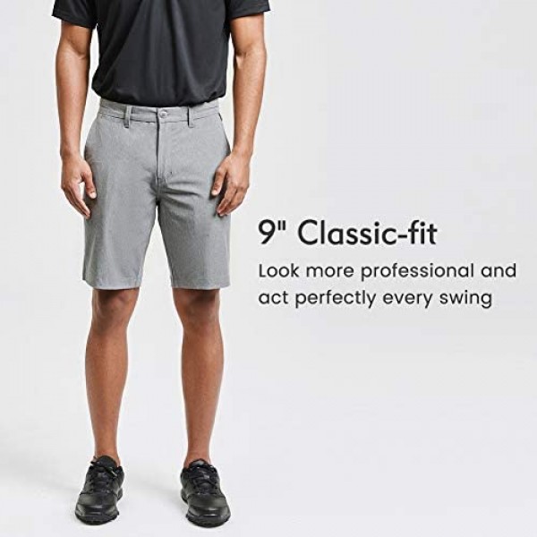 maamgic Men's Slim-fit Golf Shorts 9 Inseam Amphibious Casual Shorts Stretch Quick Dry Daily Casual Wear
