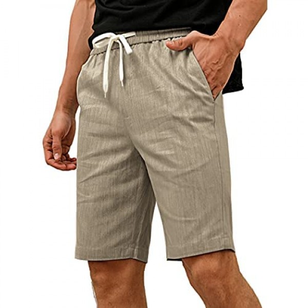Tinkwell Men's Shorts Causal Cotton Drastring Summer Classic fit Shorts with Elastic Waist Pockets
