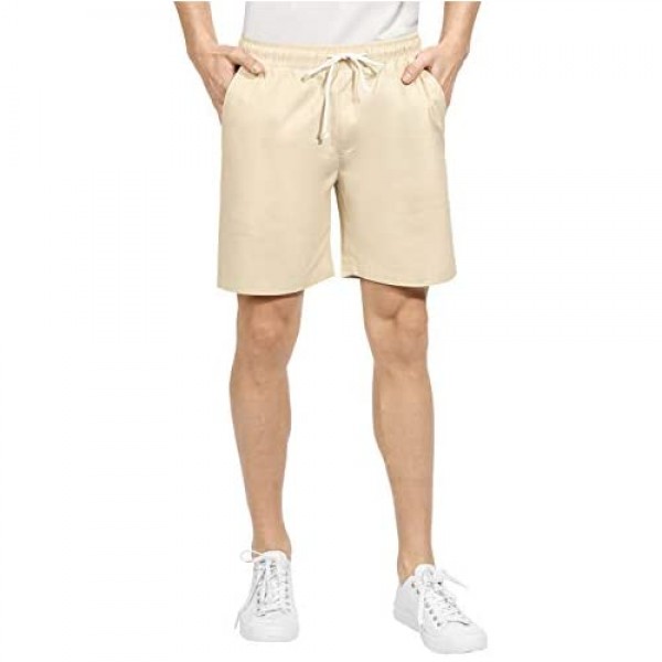WULFUL Men's Casual Slim Fit Shorts 7 Drawstring Summer Lightweight Beach Shorts
