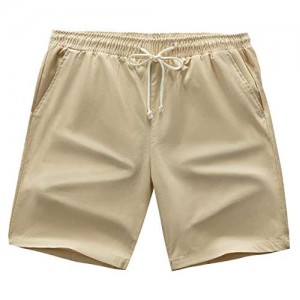 WULFUL Men's Casual Slim Fit Shorts 7 Drawstring Summer Lightweight Beach Shorts
