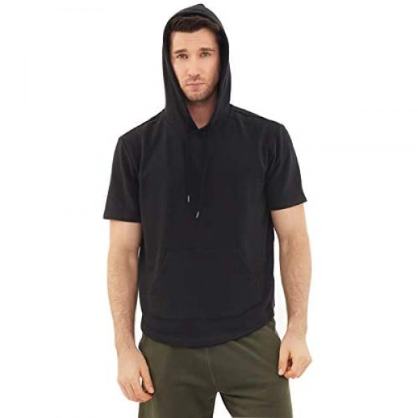 Dubinik Mens Short Sleeve Lightweight Hoodie Sweatshirt with Kanga Pocket…
