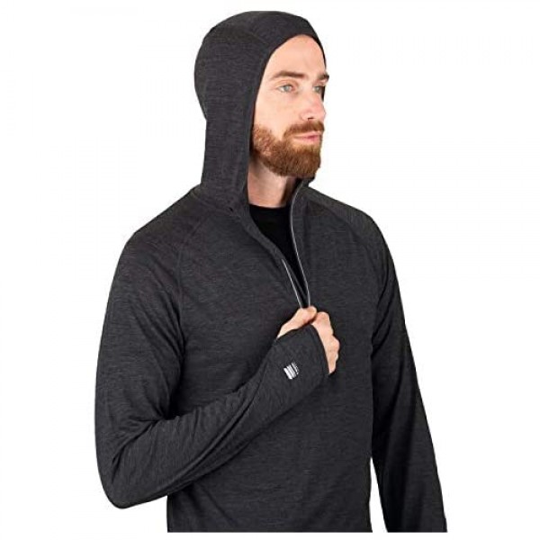 MERIWOOL Men’s Base Layer Hoodie Lightweight Merino Wool Long Sleeve Thermal