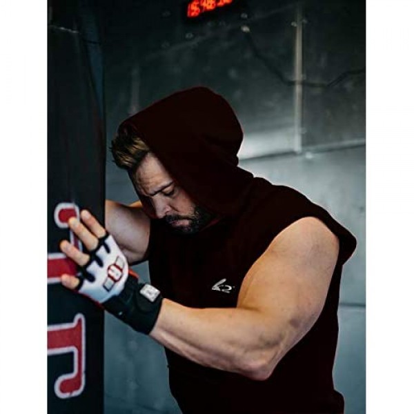 PAIZH Men's Bodybuilding Sleeveless Hoodies Gym Workout Hooded Tank Tops