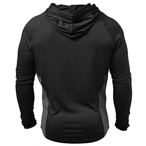 PAIZH Men's Workout Hoodie Dry Fit Lightweight Athletic Casual Long Sleeve Pullover Shirts