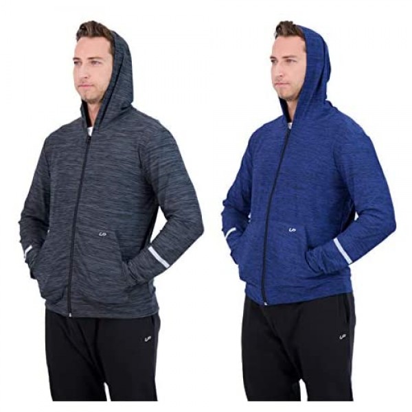 UNIPRO Mens 2 Pack Zip-Up Hoodie or Quarter Zip Quick Dry Sweatshirt Gym Clothes for Workout and Exercise