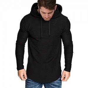 VICALLED Men's Athletic Hoodies Drawstring Sport Sweatshirt Solid Color Workout Lightweight Fleece Pullover