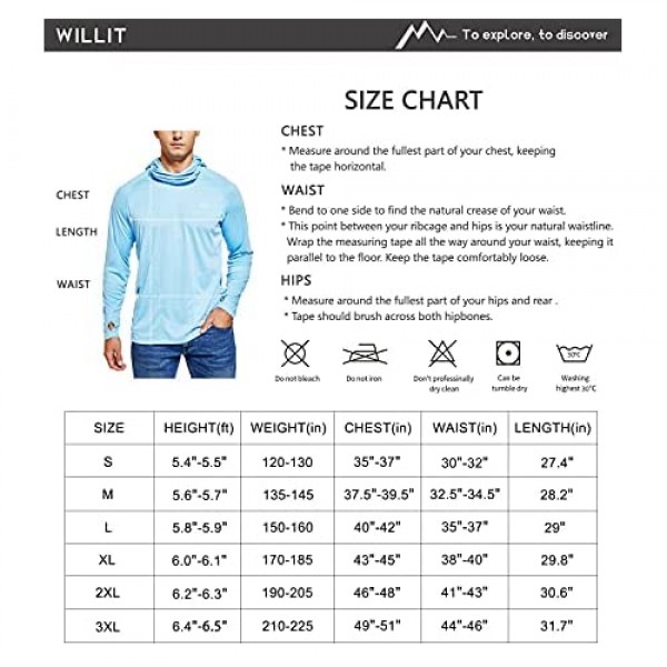 Willit Men's Sun Protection Hoodie UPF 50+ Fishing Hiking Shirt Long Sleeve SPF UV Shirt with Face Mask Lightweight