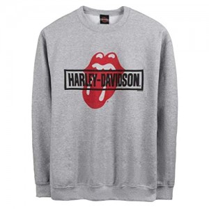 Harley-Davidson Men's Rolling Stones Mash Fleece Pullover Crew Sweatshirt Gray