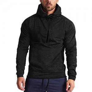 LecGee Men's Hooded Sweatshirt Casual Long Sleeve Pullover Hoodie 1/2 Zip Hoodies with Pockets