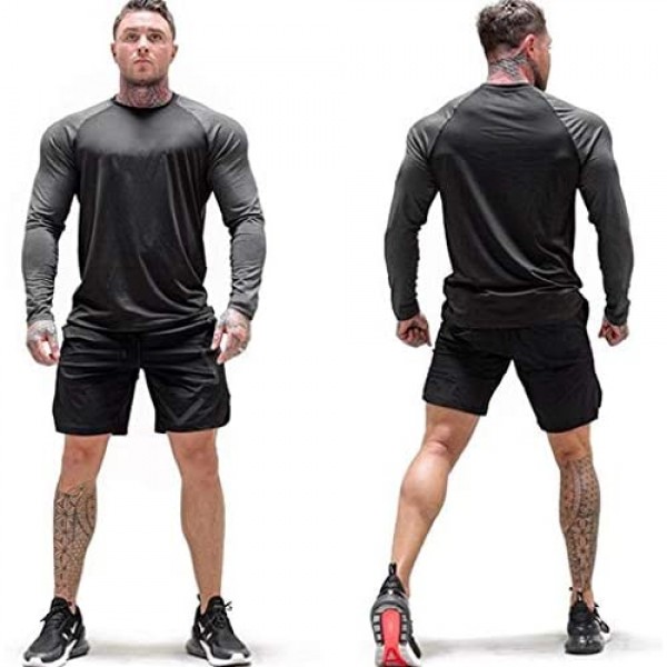 Magiftbox Men's Long Sleeve Seamless Pullover Sweatshirt Lightweight Active Jogging Running Workout Muscle Shirts T14