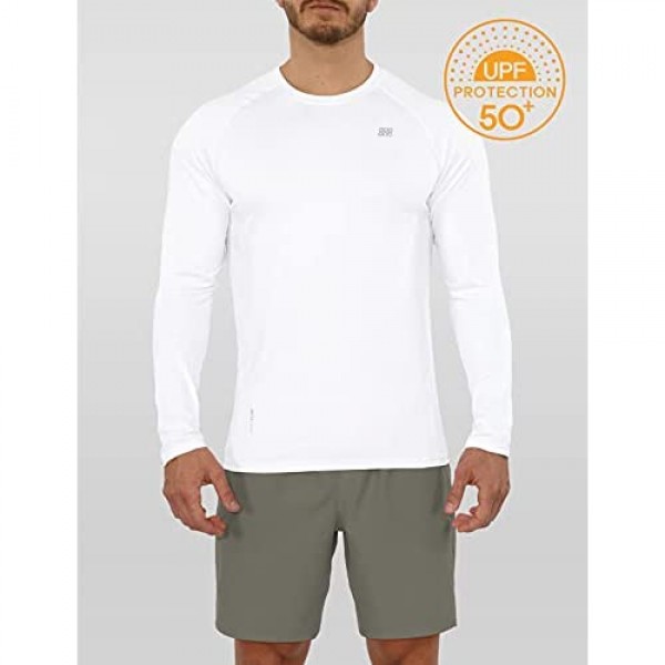 ODODOS Men's Long Sleeve Athletic T-Shirts UPF 50+ Sun Protection SPF Fitted Tee Shirts Fishing Hiking Workout Tops