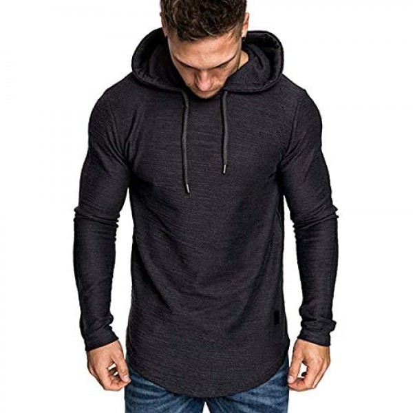 ODORKI Mens Fashion Athletic Hoodies Long Slevee Sport Sweatshirt Gym Running Sweatshirt Solid Color Fleece Pullover