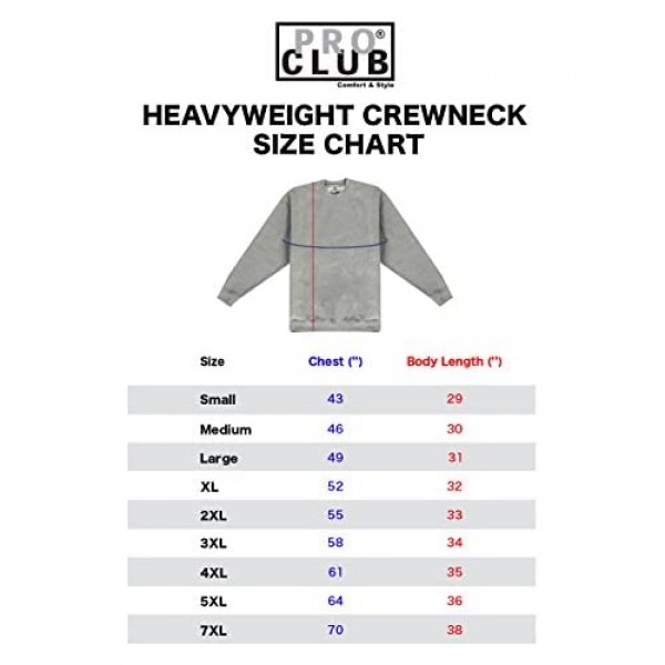 Pro Club Men's Heavyweight 13oz Crew Neck Fleece Pullover Sweatshirt