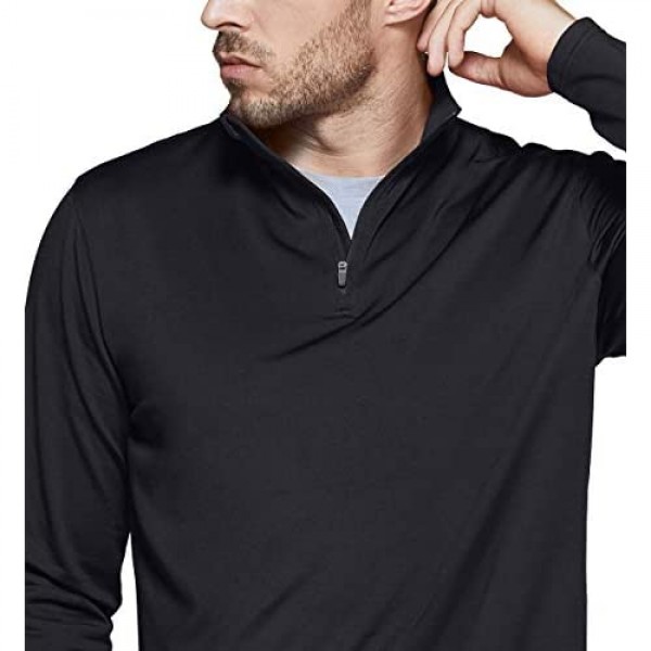 TSLA Men's Quarter Zip Thermal Pullover Shirts Winter Fleece Lined Lightweight Running Sweatshirt