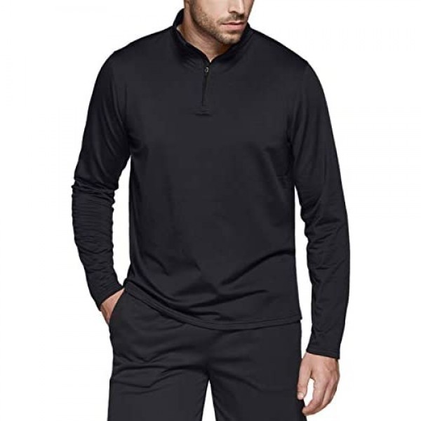 TSLA Men's Quarter Zip Thermal Pullover Shirts Winter Fleece Lined Lightweight Running Sweatshirt