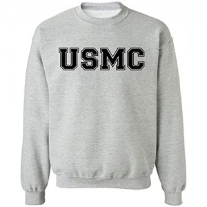 USMC Athletic Marines Military Style Crewneck Sweatshirt in Gray