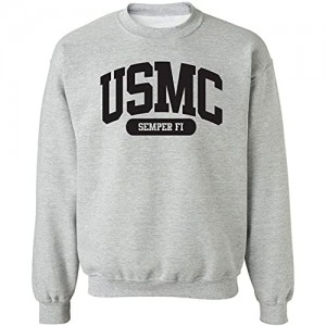 USMC Semper Fi Crewneck Sweatshirt in Sport Grey