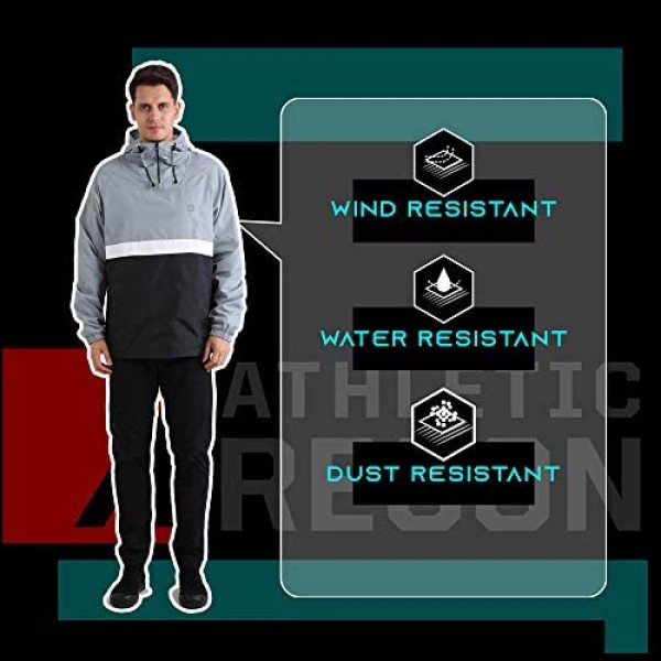 ARECON Men’s Jacket of Waterproof Windproof Breathable Versatile Pullover Lightweight Outdoor Sport casual Running Jacket