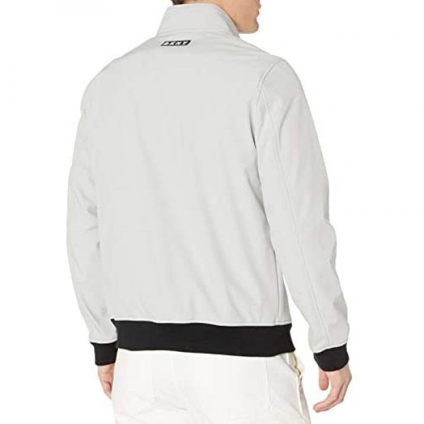 DKNY mens Stand Collar Softshell Track Bomber Jacket