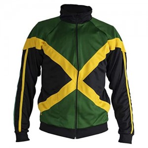 Jamaica Proud Power Authentic Jamaican Long Sleeved Reggae Zip-Up Jacket - Unisex (Black Green and Yellow) - L