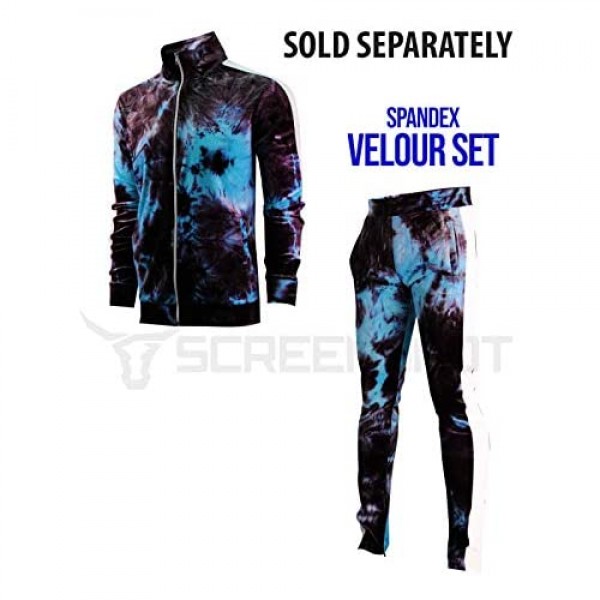 SCREENSHOT Mens Slim Fit Spandex Plush Velour Track Jacket - NYC Athletic Fashion Side Taped Top