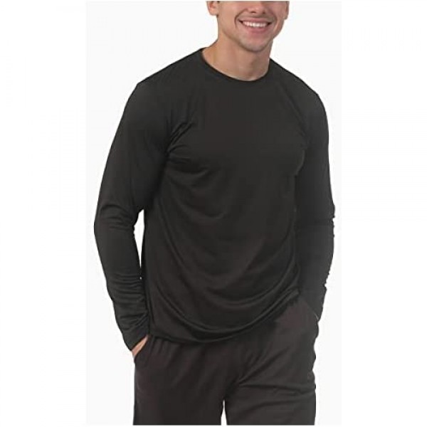 4 Pack: Men's Dry-Fit Moisture Wicking Performance Long Sleeve T-Shirt UV Sun Protection Outdoor Active Athletic Crew Top