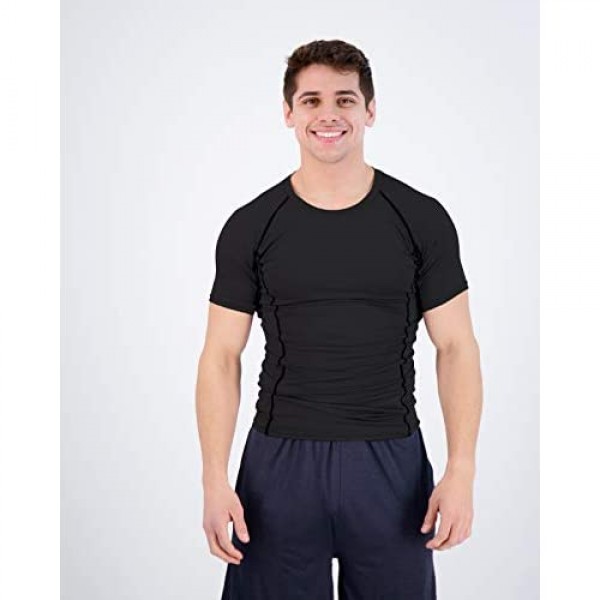 5 Pack: Men's Short Sleeve Compression Shirt Base Layer Undershirts Active Athletic Dry Fit Top