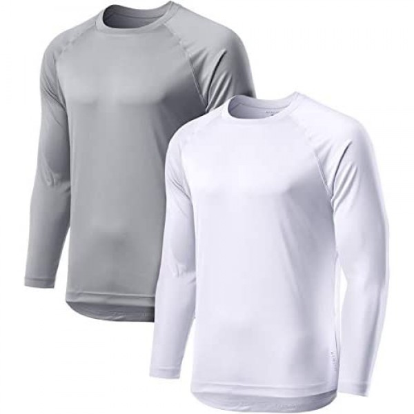 ATHLIO 2 Pack Men's UPF 50+ UV Sun Protection Shirts Outdoor Loose-Fit Long Sleeve Shirts Cool Running Workout T-Shirt