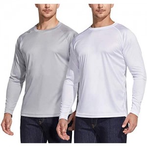 ATHLIO 2 Pack Men's UPF 50+ UV Sun Protection Shirts  Outdoor Loose-Fit Long Sleeve Shirts  Cool Running Workout T-Shirt