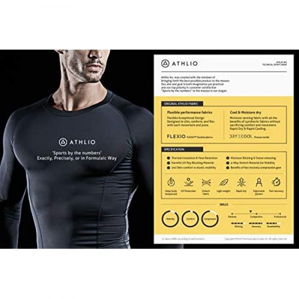 ATHLIO Men's Cool Dry Fit Long Sleeve Compression Shirts Active Sports Base Layer T-Shirt Athletic Workout Shirt
