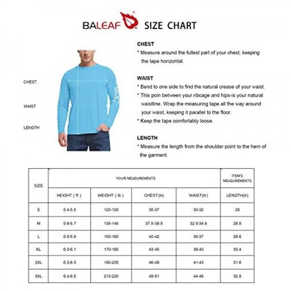 BALEAF Men's Long Sleeve Fishing Shirts UPF 50+ UV Lightweight Quick Dry Shirt for Hiking Running