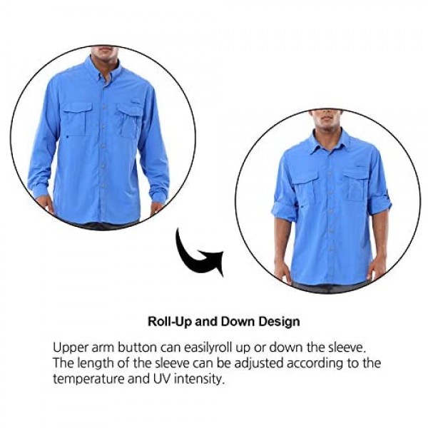 BALEAF Men's Long Sleeve Fishing Shirts UPF 50+ UV Sun Shirt Lightweight Quick Dry Hiking Camping