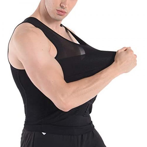COOFANDY Men's 2 Pack Slimming Body Shaper Vest Compression Shirt Gym Workout Tank Top Sleeveless Abdomen Shapewear