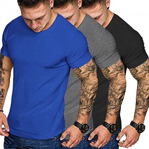 COOFANDY Men's 3 Pack Gym Workout T Shirt Short Sleeve Base Layer Muscle Bodybuilding Training Fitness Tee Tops