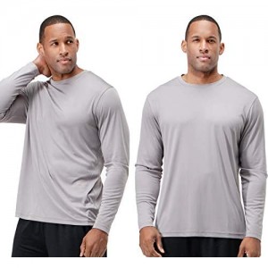 DEVOPS Men's 2 Pack UPF 50+ Sun Protection Long Sleeve Dri Fit Fishing Hiking Running Workout T-Shirts