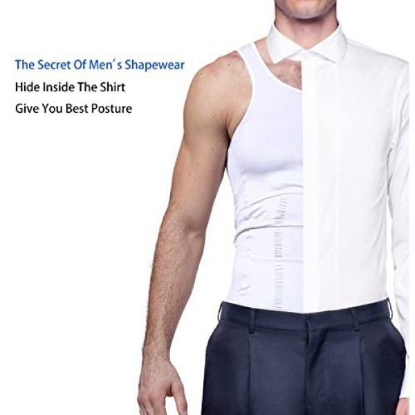 GKVK Mens Slimming Body Shaper Vest Shirt Abs Abdomen Slim