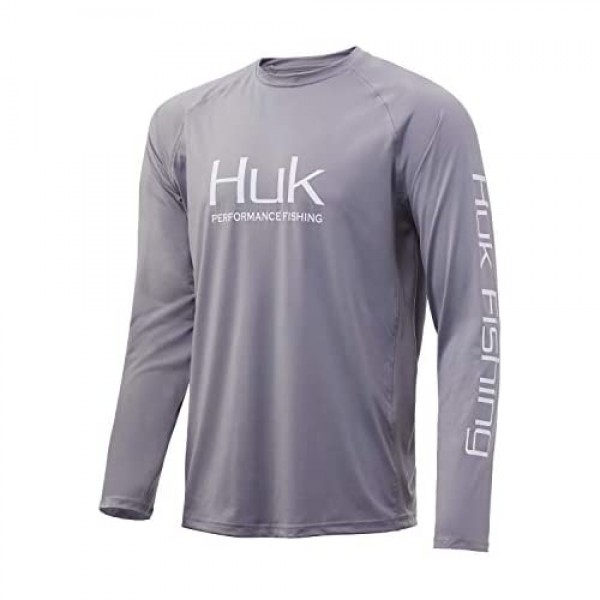 Huk Men's Pursuit Vented Long Sleeve Performance Fishing Shirt with +30 UPF Sun Protection Sharkskin Medium