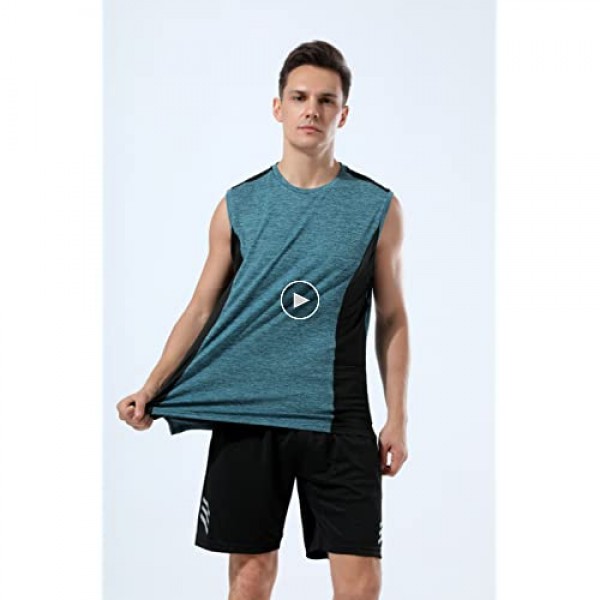 Liberty Imports Pack of 5 Men's Stretch Cool Dry Muscle Tank Tops Athletic Crewneck Sleeveless Workout Shirts