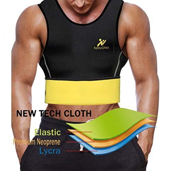 NINGMI Sweat Vest for Men Neoprene Waist Trainer Tank Weighted Vest Waist Trimmer Sauna Suit Running Vest