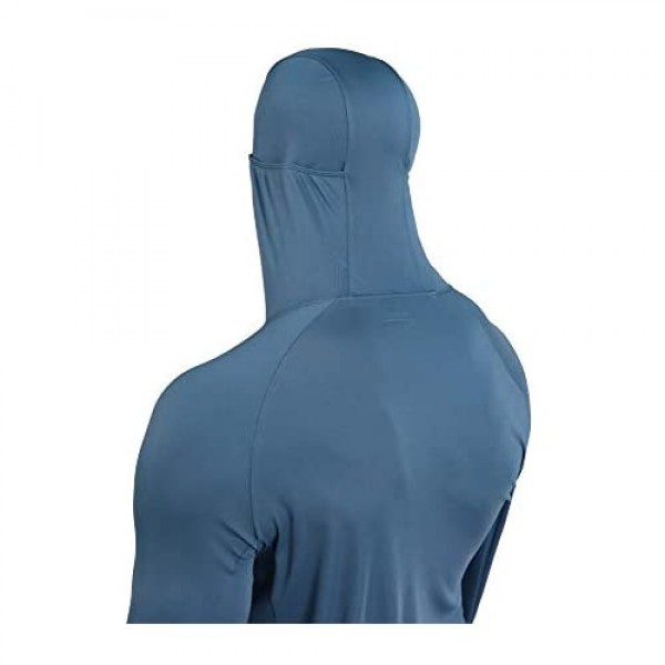 Pretchic Men's Face Mask UPF 50+ Sun Protection Shirt Thumbholes Hoodie Outdoor Quick Dry SPF Long Sleeve Workout Fishing