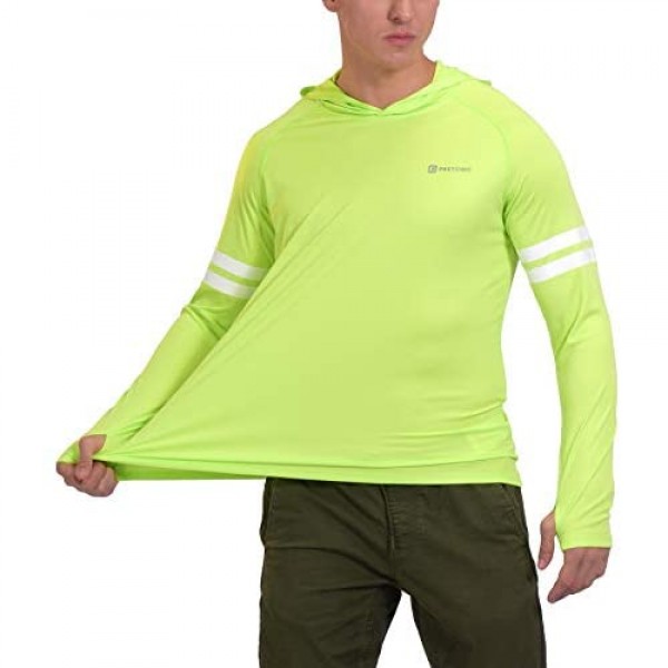 Pretchic Men's UPF 50+ Sun Protection Thumbholes Hoodie Long Sleeve Shirt SPF Hiking Fishing Outdoor